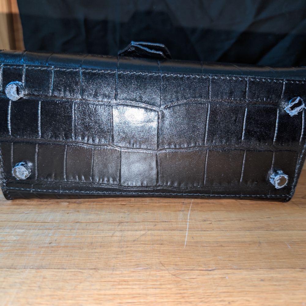 The Kooples Black Crocodile-Embossed Satchel - Picture 13 of 13
